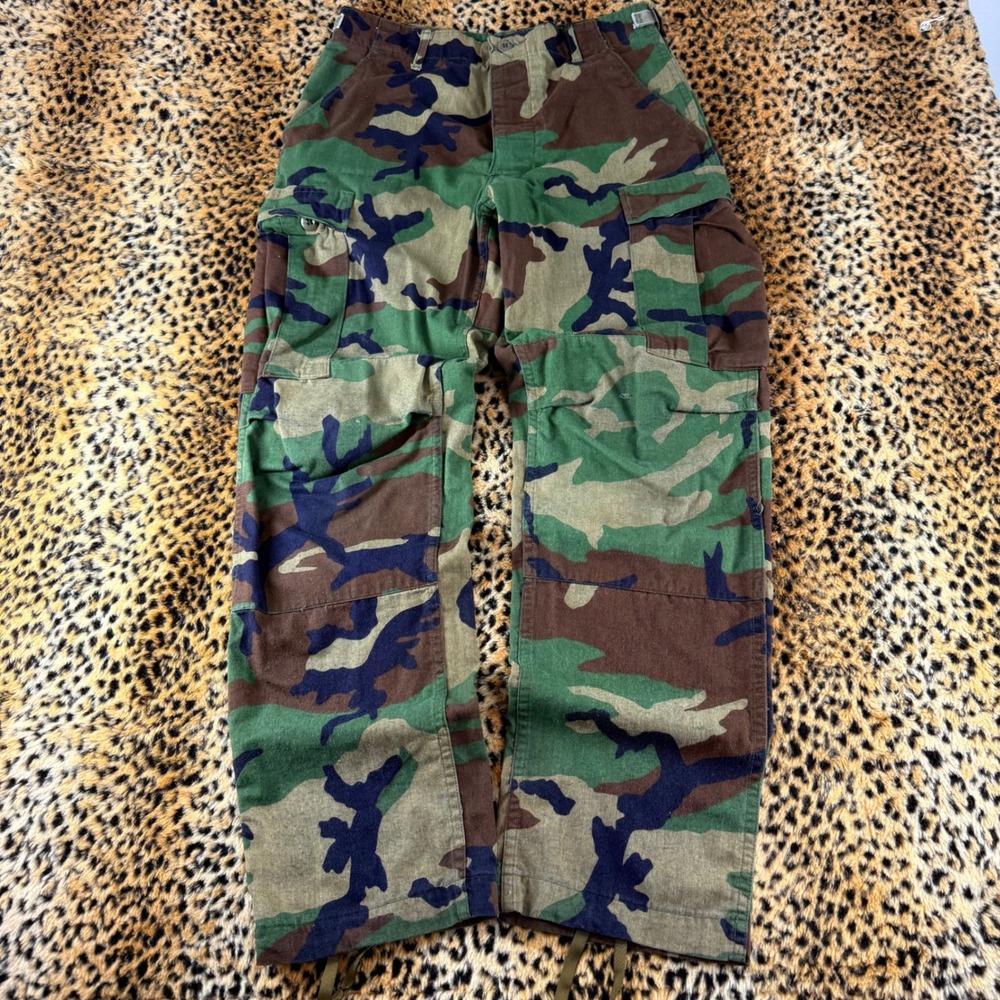 Vintage Woodland Camo Military Cargo Pants Small Regular 8415-01-184-1346